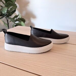 Eileen Fisher Prosper Platform Slip On Sneaker Black Leather Women’s Size 8